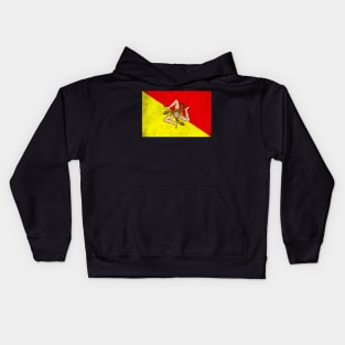 Siciliy / Vintage Look Flag Design Kids Hoodie